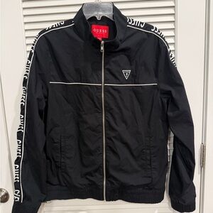 GUESS Black Windbreaker with White Accents